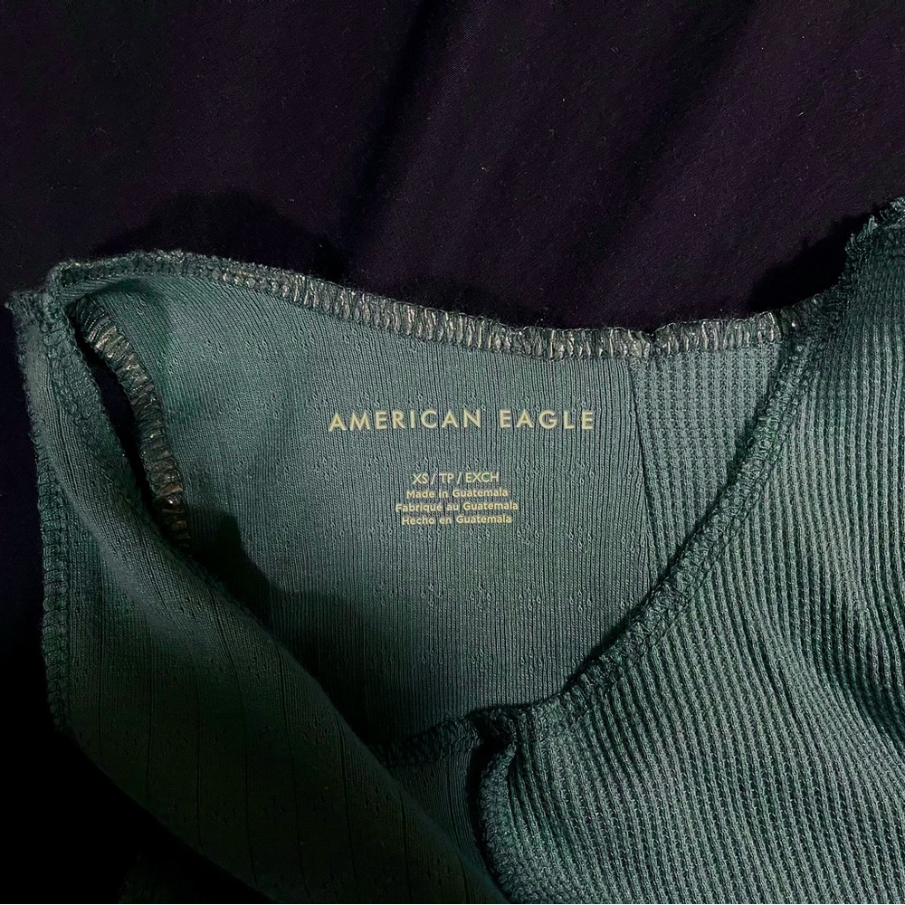 American Eagle Green Patterned Crop Top - image 2